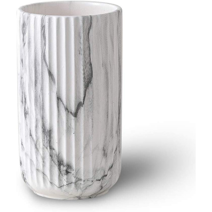 Ваза, керамічні вази, ваза для квітів, декоративна прикраса (білий мармур, 22 см), 22