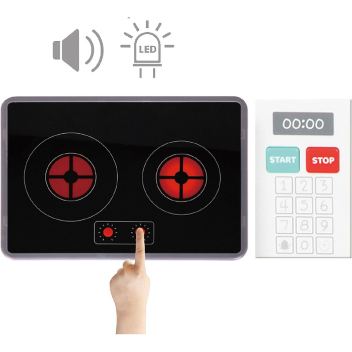 Дитяча дерев'яна кухня Mamabrum XXXL з LED-підсвічуванням та аксесуарами: мікрохвильова піч, посуд, столові прибори. Ігровий набір для дітей 3+ (кухня куткова)