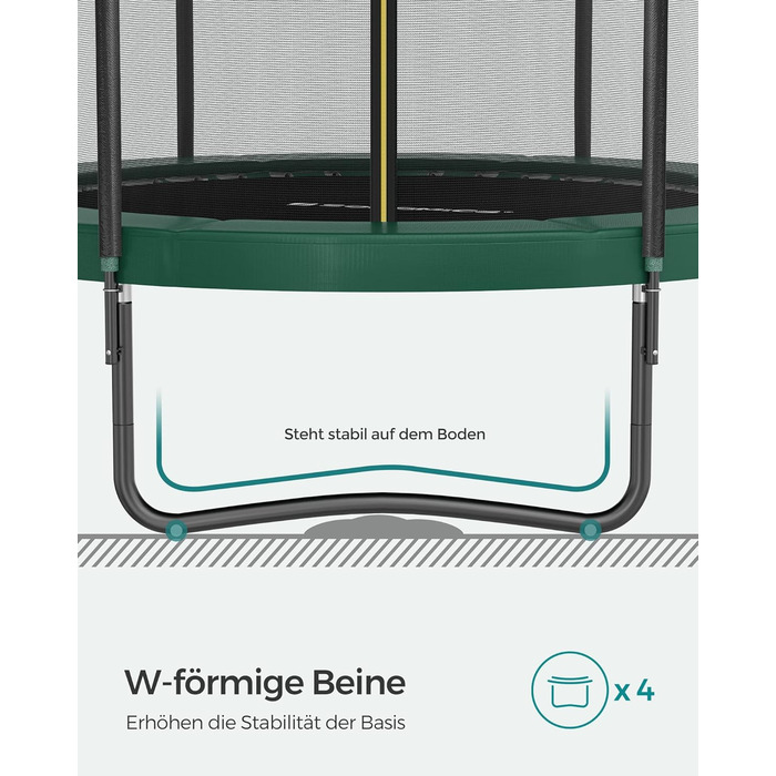 Батут SONGMICS садовий Ø366 см з захисною сіткою та драбиною, чорно-зелений
