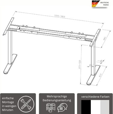Електричний регульований стіл Albatros Lift S5: металеве підрамник, підставка для столу, ніжки для столу, 120 кг, для широких стільниць 2м