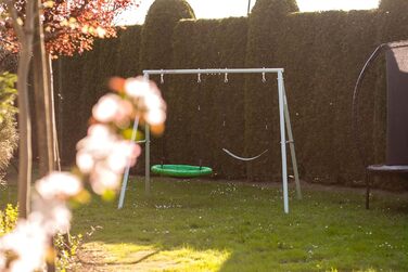 Гойдалка-гніздо для саду HyperMotion Storchennest з А-рамою, 2 місця, 150 кг, зелено-сіра (HYP1)