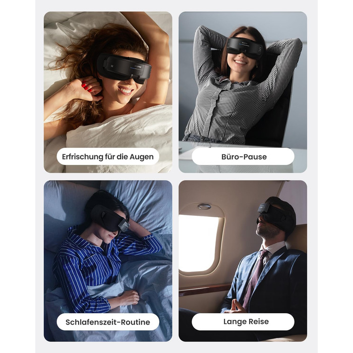 Масажер для очей RENPHO Eyeris 1 з підігрівом, вібрацією та Bluetooth, акумуляторний, для сухих очей, чорний