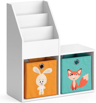 Полиця дитяча Vicco Luigi, біла, 72 x 79 см Міні, з 2 складними коробками Opt.1 біла 72x79 зі складними коробками Лисиця/Кролик