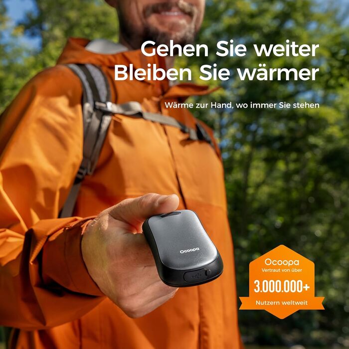 Електричні грілки для рук OCOOPA - 2 шт, водонепроникні IP45, ергономічні, 18 годин тепла, портативні, для активного відпочинку, гольфу, кемпінгу, міста (Шифер-сірий)
