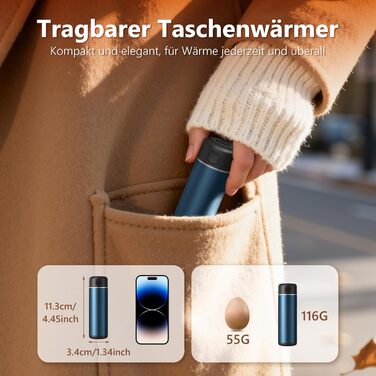 Електричні грілки для рук EXTSUD 2 шт. 5000mAh з USB-живленням, 3 режими нагріву, для кемпінгу, гольфу, подарунок (блакитний)