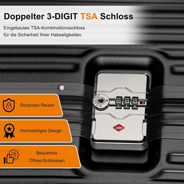 Набір валіз HOMELUX 3 шт. (M-L-XL) з ABS-пластику, срібляста, з жорсткою обшивкою, ручна сумка, валіза на колесах