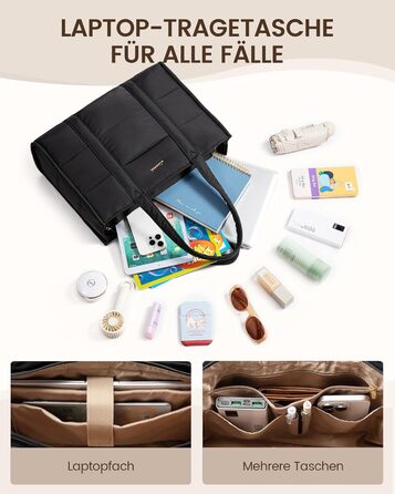 Сумка для ноутбука LOVEVOOK для жінок, велика, шопер, сумка-пуфер, робоча/офісна сумка, тоут, жіночі сумки, сумка для навчання, шкільна сумка, сумка через плече для університету, бізнесу, школи, сіро-зелений колір (17 дюймів, чорний)