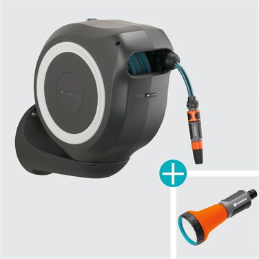 Шланг садовий Gardena RollUp M 20 м: гнучкий, з кріпленням на стіні, з розпилювачем, 20 м