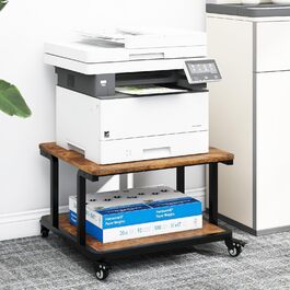 Стіл для принтера PUNCIA з 2 рівнями, мобільний, 60 x 50 см, дерево & метал