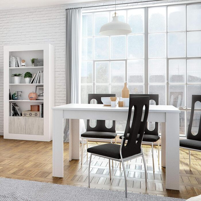 Розсувний обідній стіл Habitdesign Kendra, білий та канадський дуб, 140–190 x 78 x 90 см