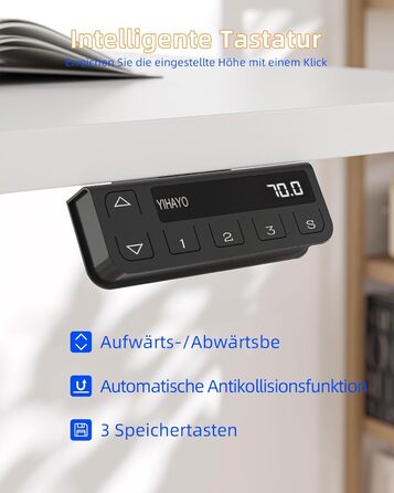 Електричний регульований стіл YIHAYO 140x60 см з пам'яттю, білий, для дому та офісу