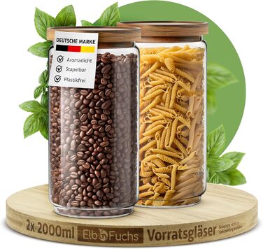 Набір скляних банок для зберігання з кришкою, 4 шт. | 300, 500, 700, 1000 мл, 2x2000 мл | Герметичні, захист від міль | Для спецій та продуктів харчування