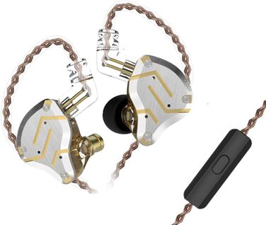 Навушники-вкладиші Yinyoo KZ ZS10 Pro 4BA 1DD Hybrid IEM HiFi з мікрофоном, золото