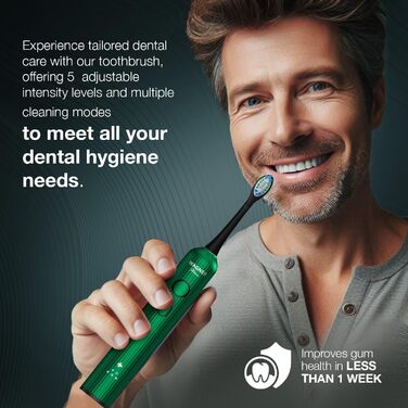 Електрична зубна щітка Wagner Stern VibroWave Plus з 4 насадками, водонепроникна IPX7 (Mint Mirage)