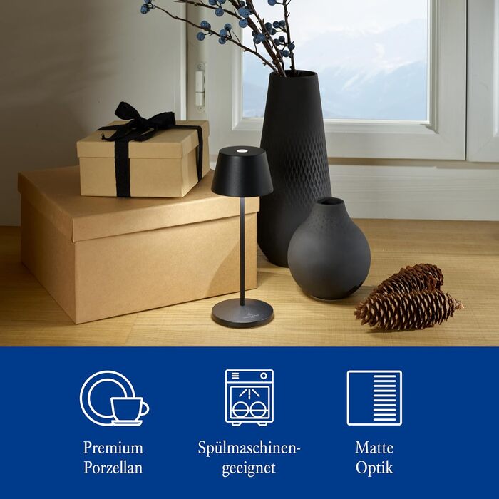 Villeroy & Boch ваза Manufacture Noir, чорна матова, кераміка, 3 шт., для пампасу, велика, преміум-якість