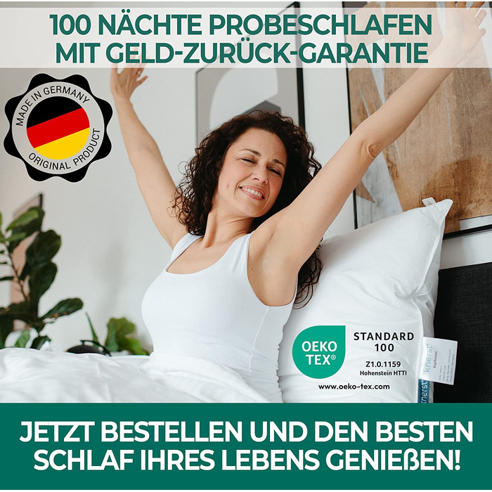 Подушка KNERST 40x60 см Зроблено в Німеччині - Подушка 40 x 60 проти болю та напруги в шиї - Постільна подушка для здорового та спокійного сну - Oeko-Tex - Подушка - Оббивка - Подушка для сну