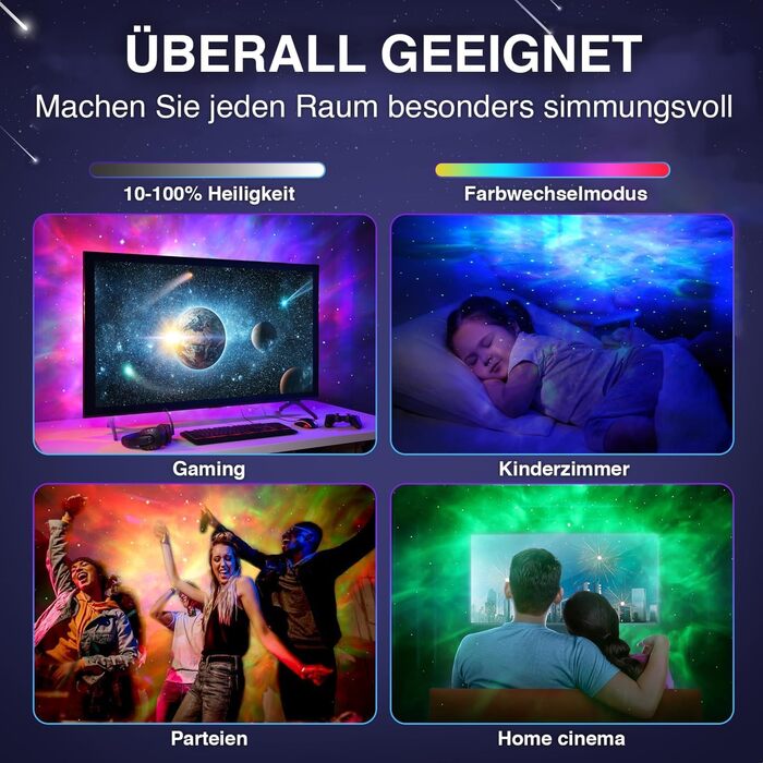 Проектор зоряного неба LED, галактичне світло з пультом та таймером, проєктор зірок для дітей та дорослих, білий, 228x120mm