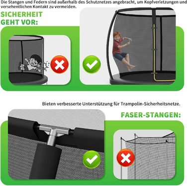 Батут JUMMICO вуличний Ø360 см з сіткою безпеки, чорний - для дітей та дорослих