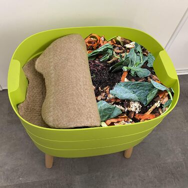 Мутта Urbalive 3 миски зелені, повний комплект I Design Worm Composter I 500 г компостних черв'яків / 1000 шт. I Стартовий субстрат I Конопляний килимок лопата I Інтер'єр, балкон і сад