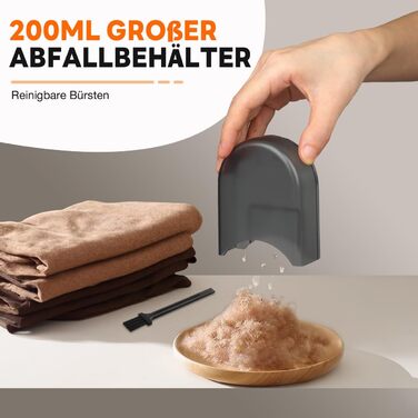 Електричний видалення ворсу Ziitty: 3 режими, 6-клинковий насадка, для різних тканин, Type-C зарядка, щітка для чищення