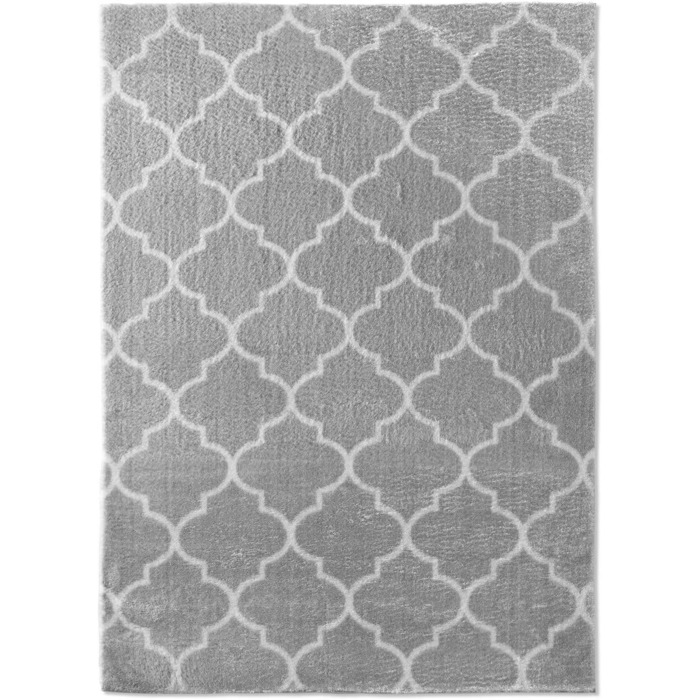 Дизайнерський килим Valetta з коротким ворсом для вітальні в скандинавському стилі бохо, що миється чорно-білий (сірий, круглий, 080 см)