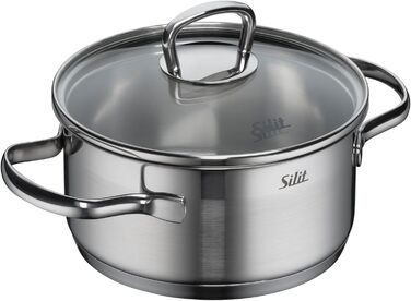 Набір каструль Silit Toskana Induktion 4 шт. з нержавіючої сталі, з кришкою з термостійкого скла, антипригарне покриття відсутнє