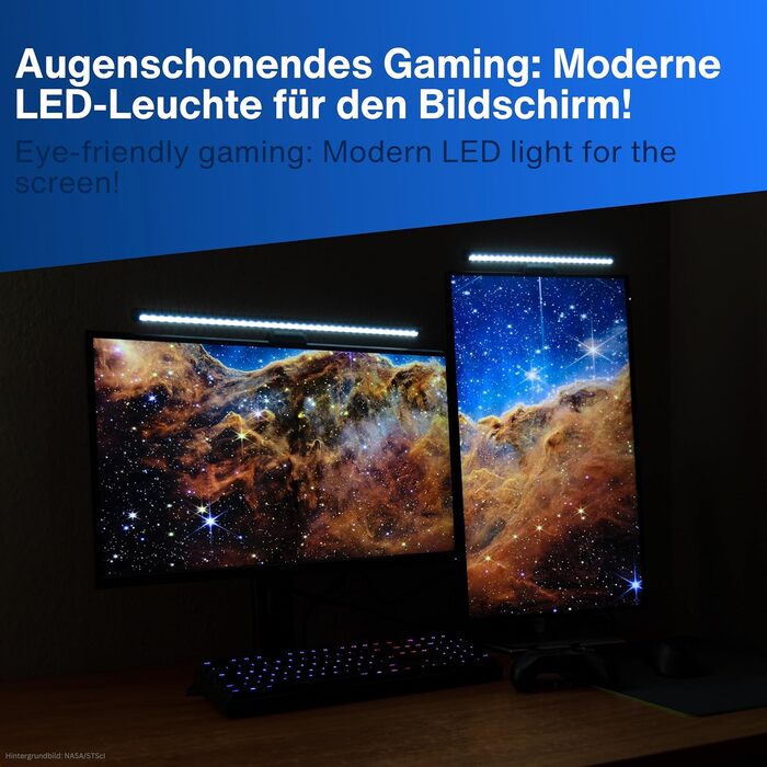 USB лампа REV Monitor з акумулятором, 49 см, кріпленням, 130 лм, 3 кольори, чорна