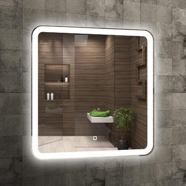 Дзеркало для ванної кімнати 60 см квадратне з LED-підсвічуванням, сенсорне керування