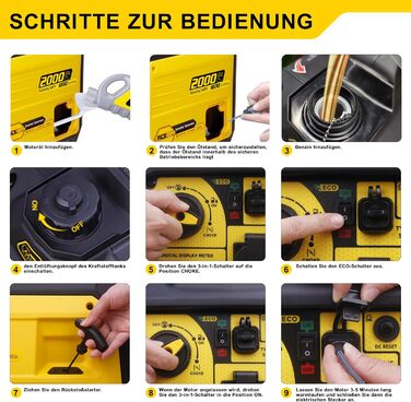 Інверторний генератор Aceup 3400W: бензиновий, 230V/12V, USB, цифровий дисплей, для дому, кемпінгу, 4-тактний, 23кг