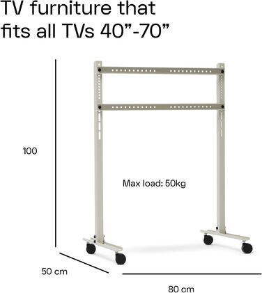 Підставка для телевізора на коліщатках, Rollin' Mushroom, сіра, 40-70 дюймів