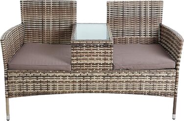 Садові меблі ESTEXO з ротангу: Лавка-диван 2-місна, комплект для саду та балкону, бежево-коричневий