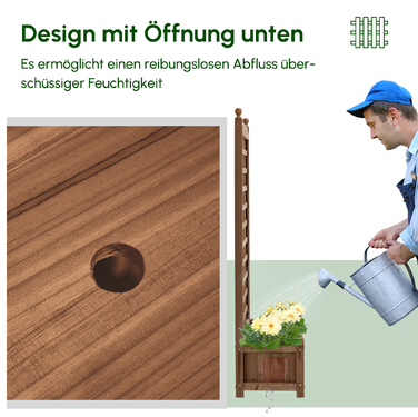 Підвищений грядок з решіткою для підтримки рослин, квітник, шпалерний ящик, арка для троянд з опорою для ліан - садовий дерев'яний набір, темно-коричневий, 64 x 28 x 120 см