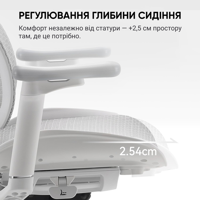 Ергономічне офісне крісло SIHOO Doro S100 white зКар підлокітниками 6D та підтримкою попереку