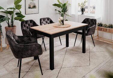Столовий стіл Esszimmertisch Crawley III Sonoma Eiche 120 см - розсувний, кутовий, з висувною частиною, колір Artisan / Чорний
