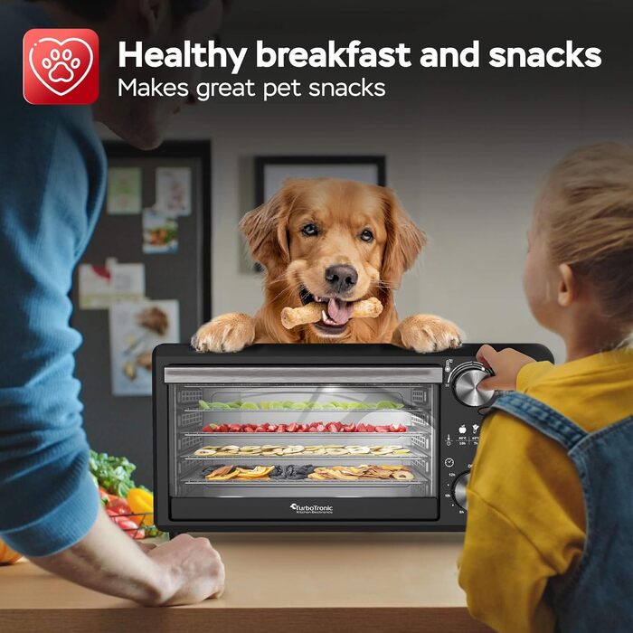 TurboWave BIO сушарка для продуктів, 14 л, металева, 5 ящиків, 30-80°C, таймер, рецепти