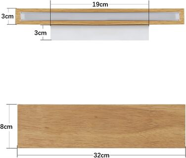 Настінний світильник ZMH LED Wood 16W Теплий білий Сучасний для вітальні Спальні Передпокою Сходова клітка (32СМ, 2 шт. )