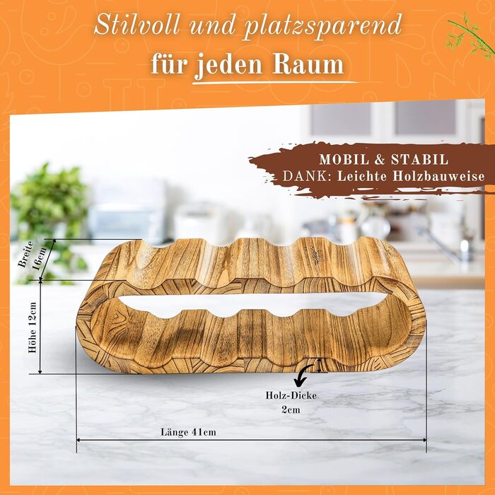 Дерев'яна полиця для вина Rustikales Weinregal - підставка для 8 пляшок, 2 яруси, ручної роботи, олія, для кухні, їдальні, вітальні