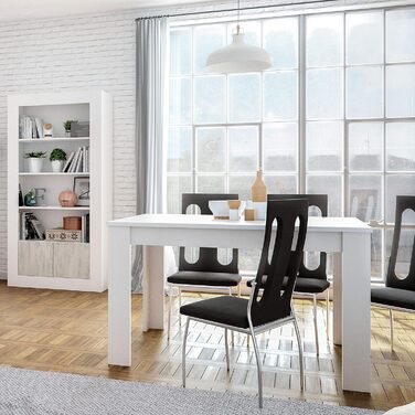 Розсувний обідній стіл Habitdesign Kendra, білий та канадський дуб, 140–190 x 78 x 90 см
