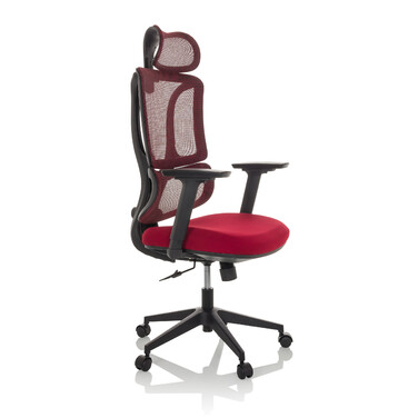 Офісний крісло / Крісло з обертанням ERGOMY, сидіння з тканини / спинка з сітчастої тканини, червоний колір, mybuero