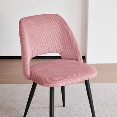 Набір з 4 стільців для їдальні, кухонних, з корду, з м'яким сидінням та ергономічною спинкою, рожеві