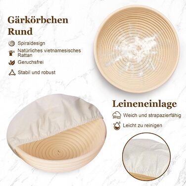 Набір для приготування закваски SHANNA: 9 предметів для випікання хліба, включаючи корзину для бродіння, скляну банку для закваски, скребок для тіста та інші аксесуари