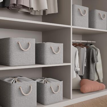 OUTBROS Коробки для зберігання (3 шт.) сірі, 33 x 23 x 20 см, тканинні, з шнурком та ручкою, складні