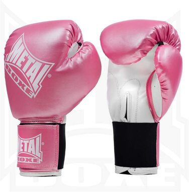 Боксерські рукавички METAL BOXE на липучці 6 унцій рожеві