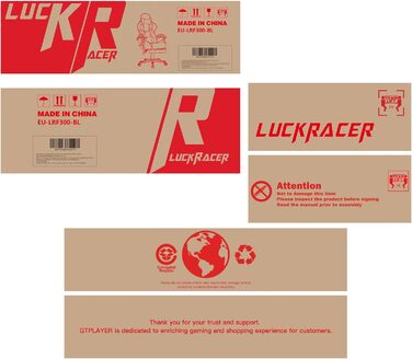 Ігрове крісло LUCKRACER з підставкою для ніг, ергономічне, регульовані подушки, вантажопідйомність 150 кг (синій)