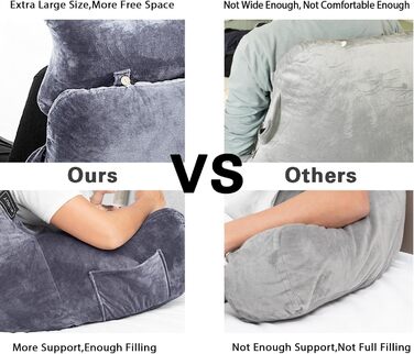 Підголівник для ліжка з кишенею, сірий - зручний диванчик для читання, перегляду телевізора та ігор