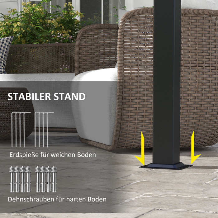 Маркіза для захисту від сонця. Пергола, стійка до погодних умов, з комплектом кріплення, розміром 3 x 3,5 м, темно-сірого кольору.