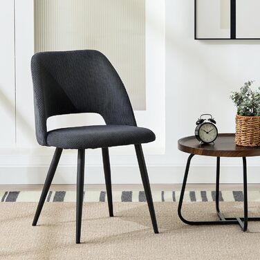 Набір обідніх стільців, кухонний стілець з тканини Cord, м'які стільці для обідньої кімнати, кухні, вітальні та спальні (Чорний, 4)
