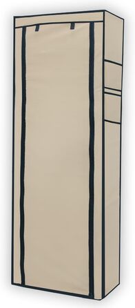 Розкладна шафа 170x58x28 см в кремовому БЕЖЕВОМУ кольорі - Тканинна шафа на блискавці Шафа для взуття Полиця для взуття з 9 відділеннями для зберігання - Кемпінгова шафка Текстильна шафа