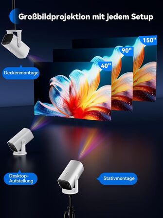 SOOMFON Mini Beamer 1080P: Портативний проєктор з Bluetooth, автотрапецеїдною корекцією та електричним фокусом. Сумісний з iPhone, Tablet, Laptop, TV Stick, HDMI, USB