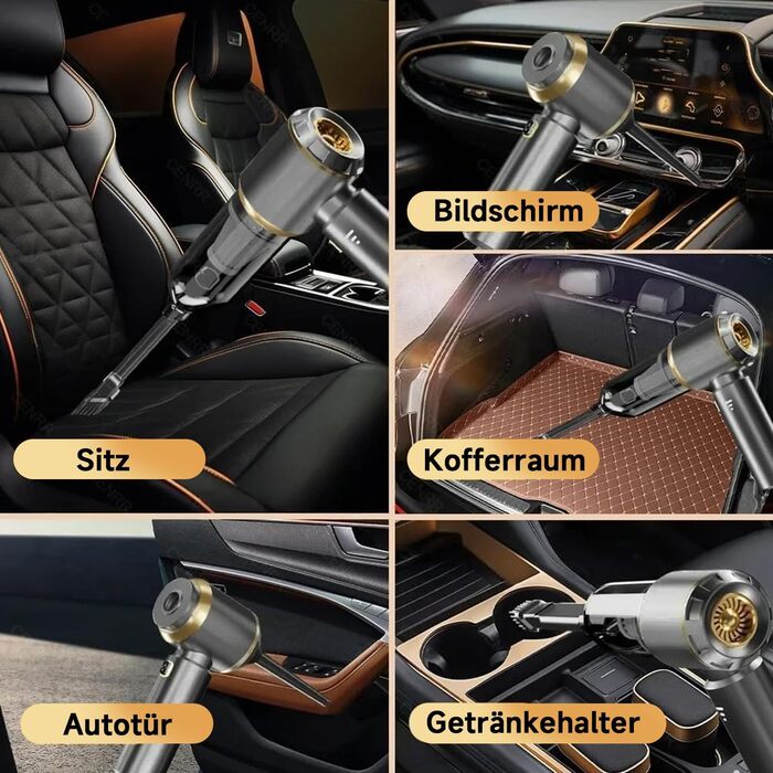 Акумуляторний ручний автомобільний пилосос 26000Па з безщітковим двигуном, 3 режими потужності, швидка зарядка, для авто, шерсті тварин та диванів, сірий